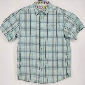 Columbia Shirt Mens Medium PFG Vented Fishing Omni Shade Button‎ Up Green Plaid